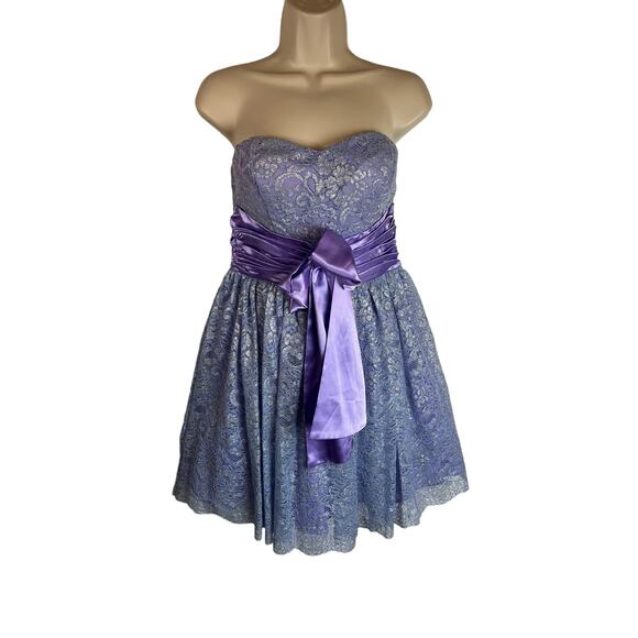 As U Wish Purple Lace Strapless Formal Party Prom Dress 5 - Picture 1 of 10